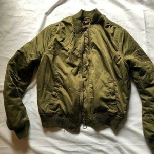 Topshop Bomber Jacket Green Fleece Lined